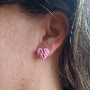 PENDIENTES CORAZONES TRENZADOS Rosa Pastel