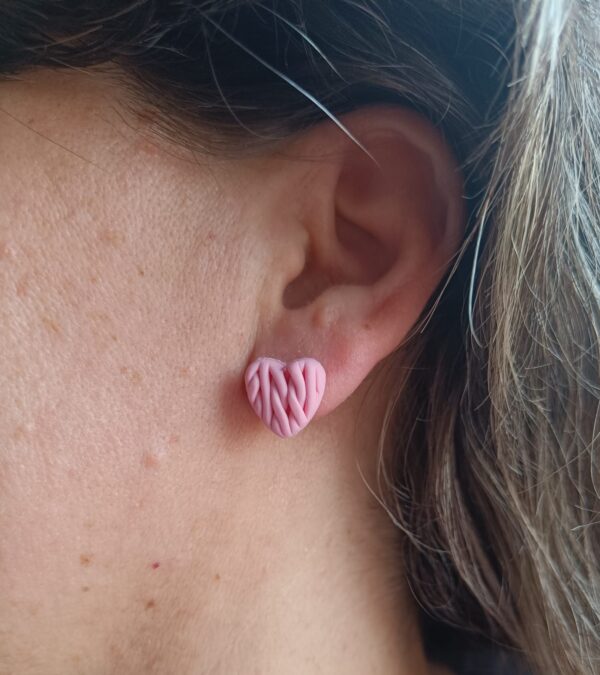 PENDIENTES CORAZONES TRENZADOS Rosa Pastel