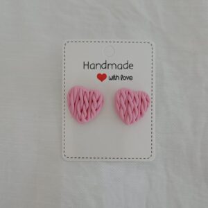 PENDIENTES CORAZONES TRENZADOS Rosa Pastel