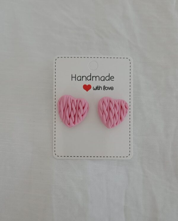 PENDIENTES CORAZONES TRENZADOS Rosa Pastel