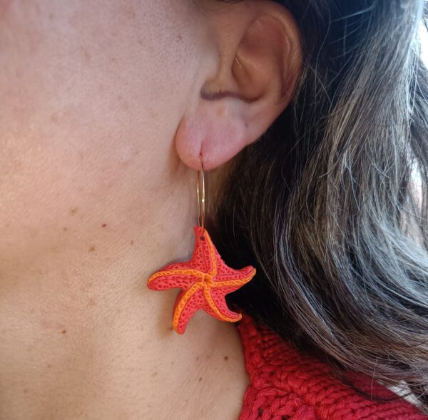 PENDIENTES ESTRELLAS DE MAR Rojo y Naraja