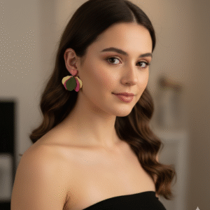 PENDIENTES LAS HOJAS Verde Militar Orquidea y Amarillo