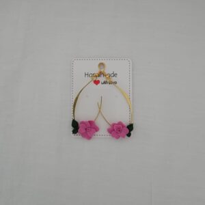 PENDIENTES COLGANTES Flor Fucsia