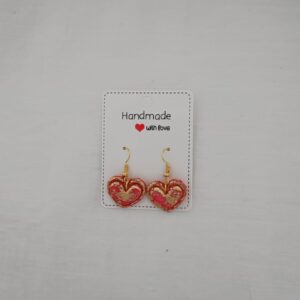 PENDIENTES CORAZON Rojo y Dorado