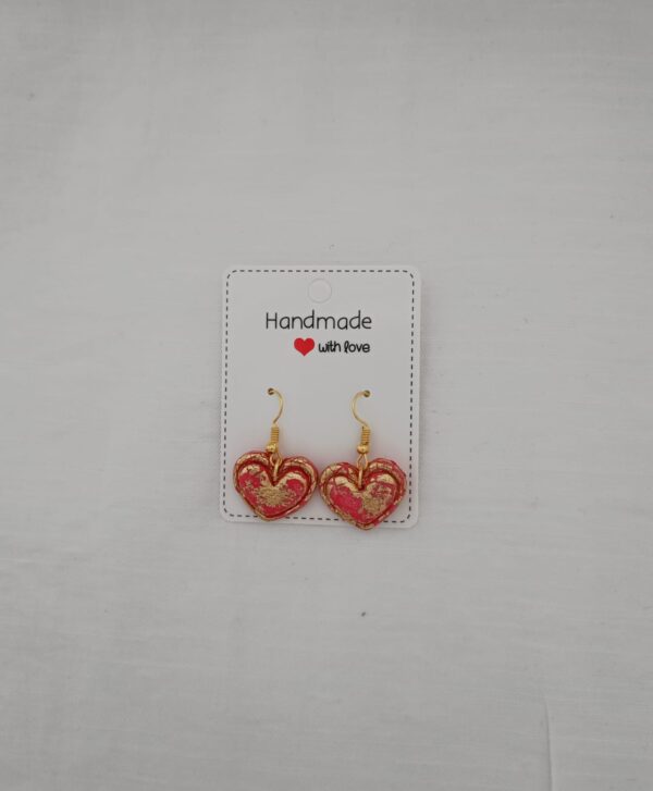 PENDIENTES CORAZON Rojo y Dorado