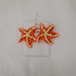 PENDIENTES ESTRELLITAS DEL MAR Naranja con Perlitas