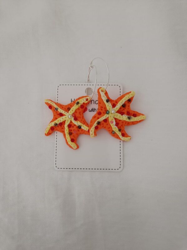 PENDIENTES ESTRELLITAS DEL MAR Naranja con Perlitas