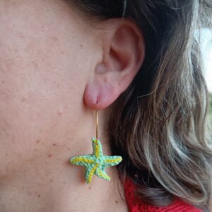 PENDIENTES ESTRELLA DE MAR Verde y Amarillo