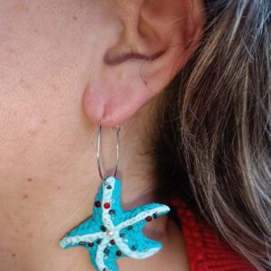 PENDIENTES ESTRELLAS DE MAR Azul y Perlitas