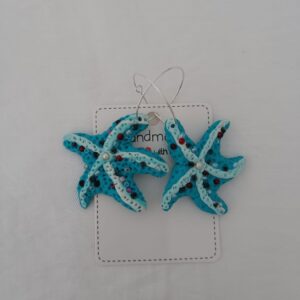 PENDIENTES ESTRELLAS DEL MAR Azul y Perlitas
