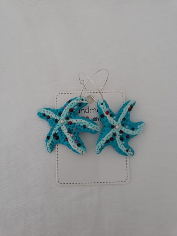 PENDIENTES ESTRELLAS DEL MAR Azul y Perlitas