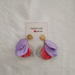 PENDIENTES LAS HOJAS Gris Rosa y Lila