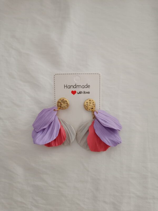 PENDIENTES LAS HOJAS Gris Rosa y Lila