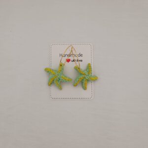 PENDIENTES ESTRELLAS DEL MAR Verde Pastel y Amarillo