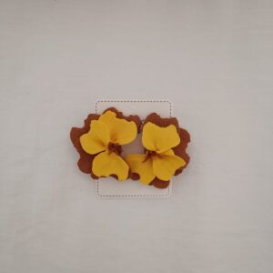 PENDIENTES SIETE PETALOS Maron Ciocolate y Amarillo