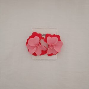 PENDIENTES SIETE PETALOS Rojo y Rosa pastel