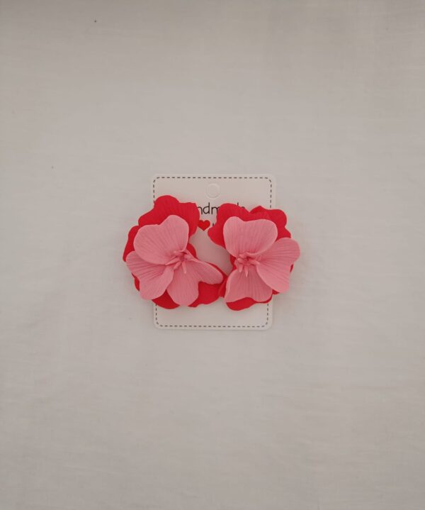PENDIENTES SIETE PETALOS Rojo y Rosa pastel