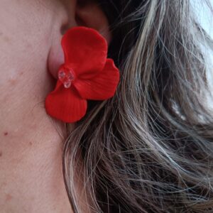 PENDIENTES TRES PETALOS Rojo Amapola
