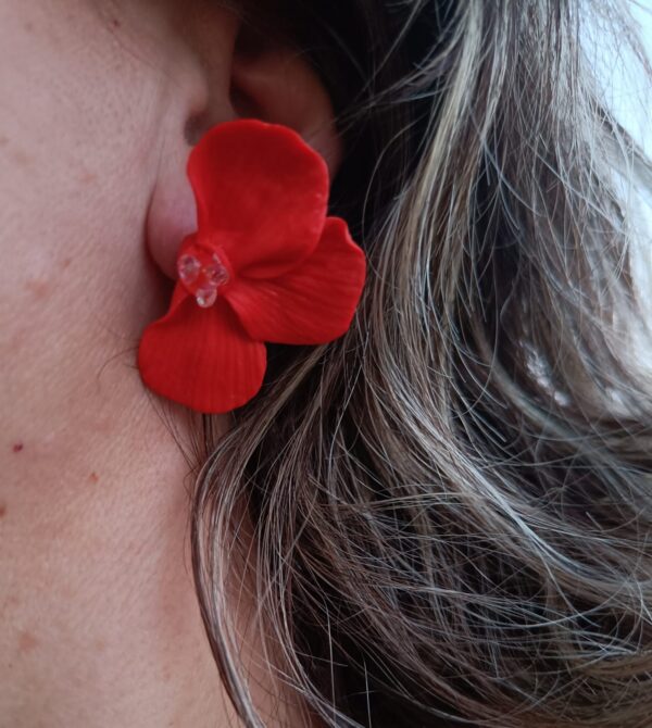 PENDIENTES TRES PETALOS Rojo Amapola