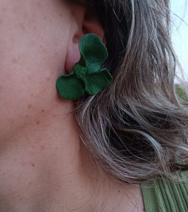 PENDIENTES TRES PETALOS Verde Pino