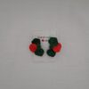 PENDIENTES TRES PETALOS Verde Pino y Rojo - Imagen 3