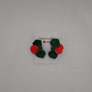 PENDIENTES TRES PETALOS Verde Pino y Rojo