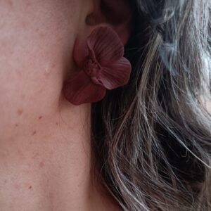 PENDIENTES TRES PETALOS Marron Chocolate