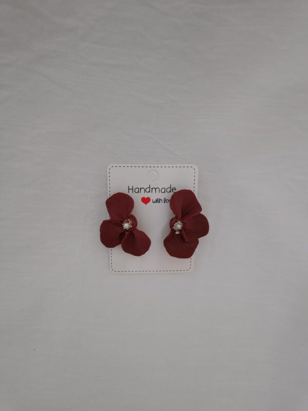 PENDIENTES TRES PETALOS Maron Ciocolate
