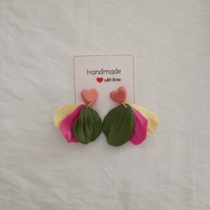 PENDIENTES Las Hojas Verde Militar Orquidea y Amarillo