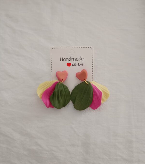 PENDIENTES Las Hojas Verde Militar Orquidea y Amarillo