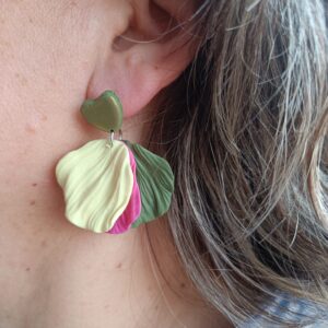 PENDIENTES LAS HOJAS Verde Militar Orquidea y Amarillo