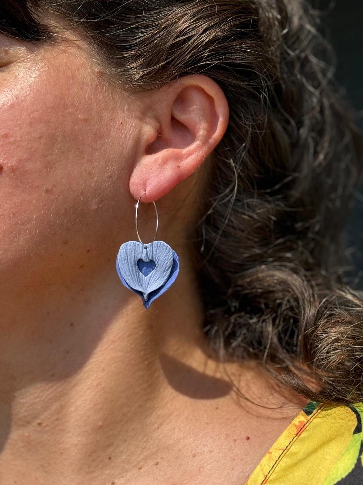 PENDIENTES DOBLE Corazon lila y lila pastel