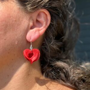 PENDIENTES DOBLE Corazon rojo