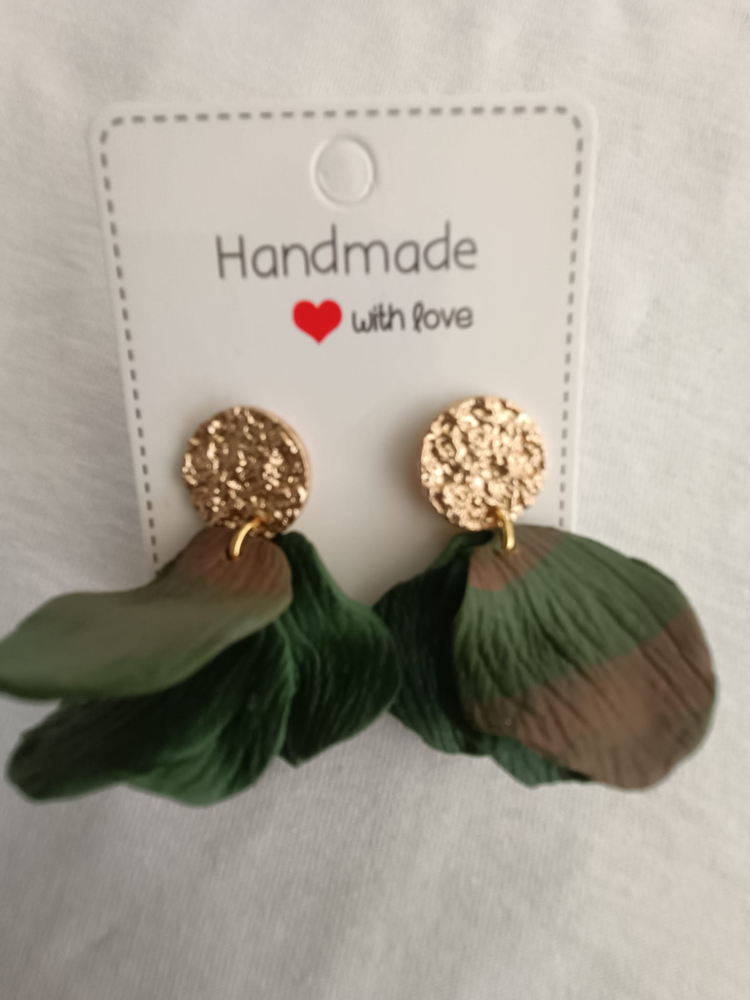 PENDIENTES OJAS Verde Militar