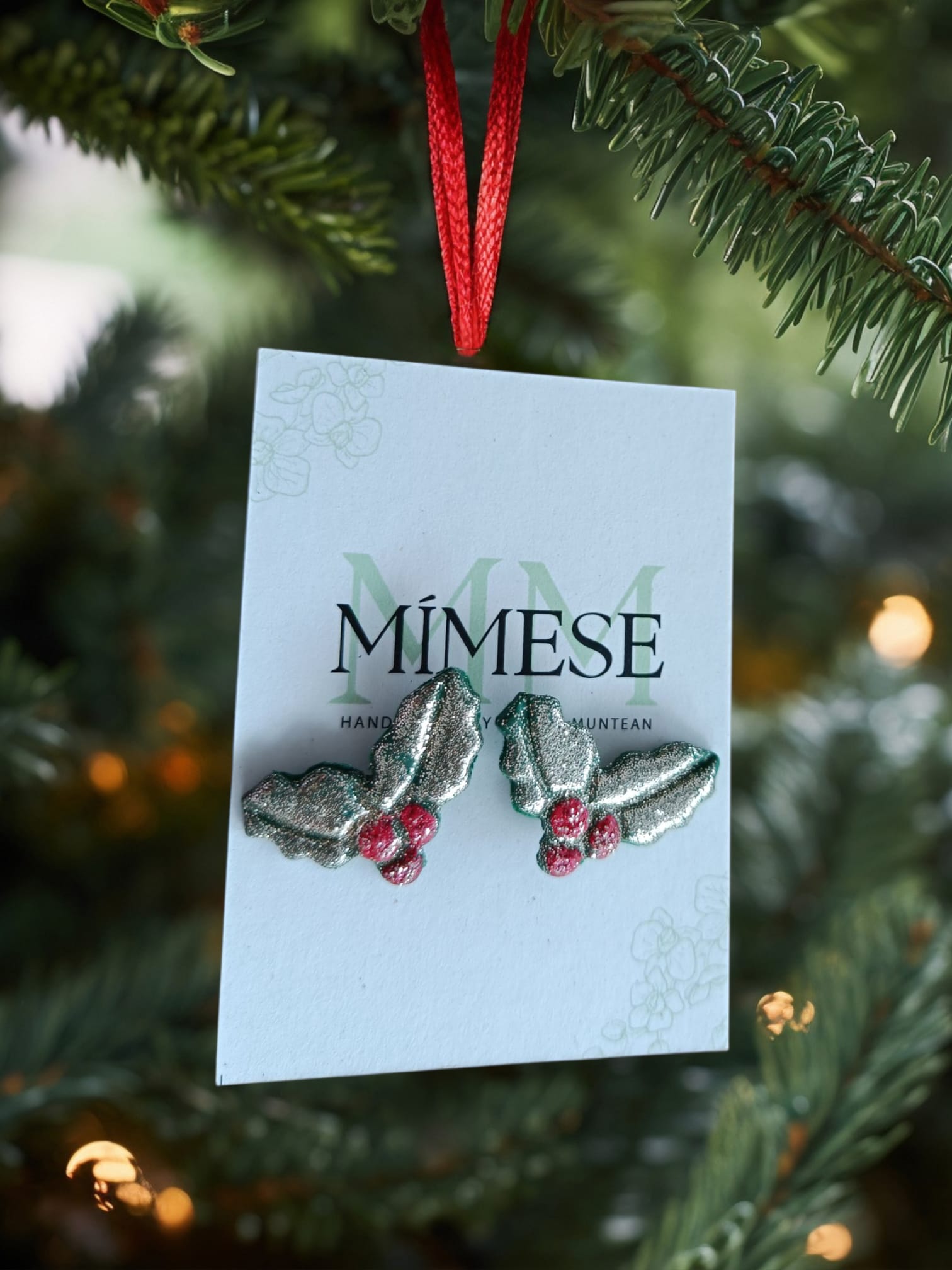 PENDIENTES MUERDAGO DORADO - Imagen 3