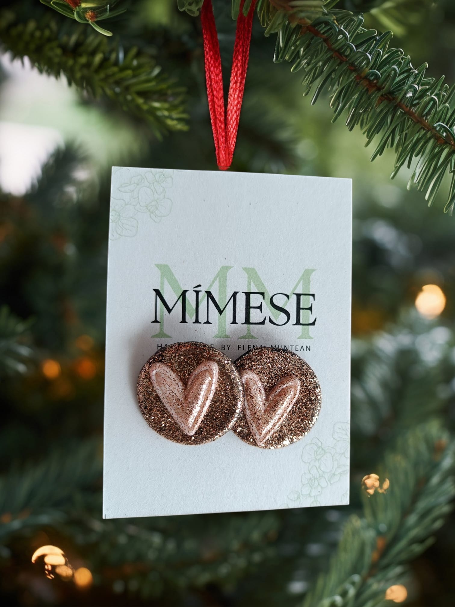 PENDIENTES BOTON DORADO Y ROSA - Imagen 3