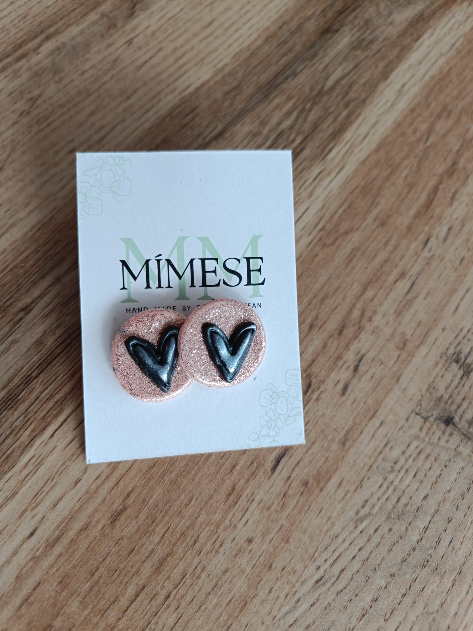 PENDIENTES BOTON ROSA Y NEGRO - Imagen 3