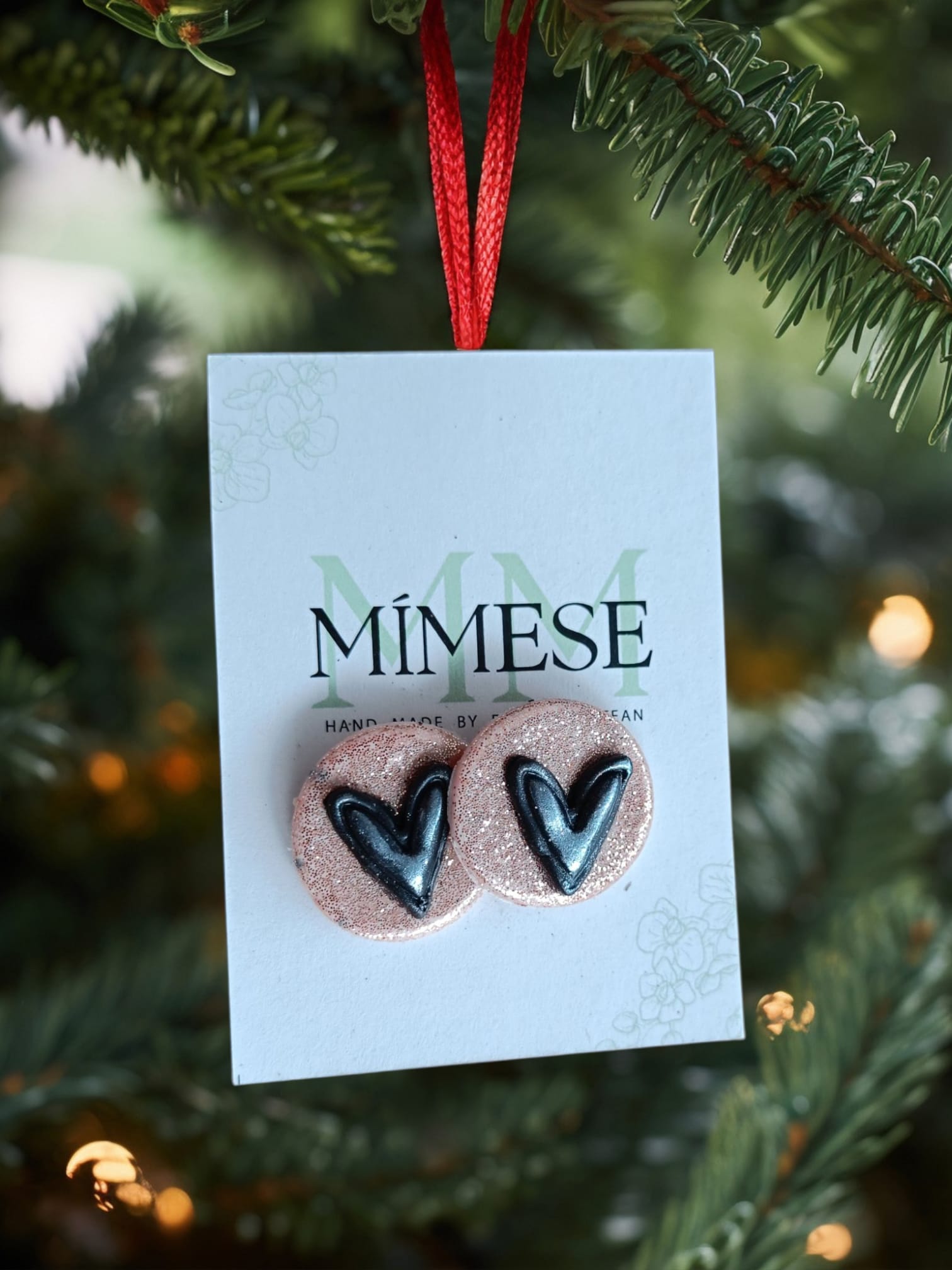 PENDIENTES BOTON ROSA Y NEGRO - Imagen 2