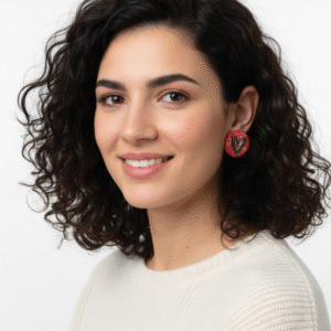 PENDIENTES BOTON ROJO Y NEGRO