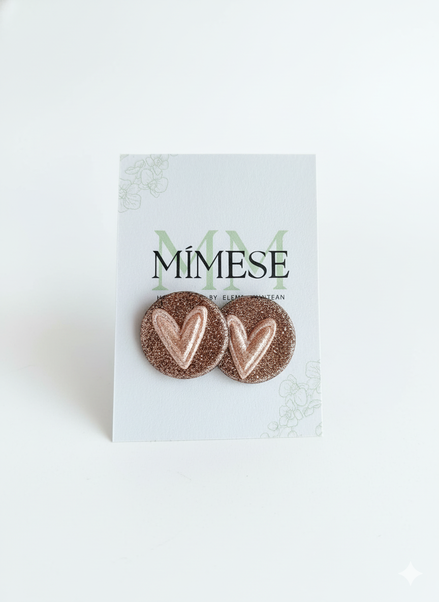 PENDIENTES BOTON DORADO Y ROSA - Imagen 2