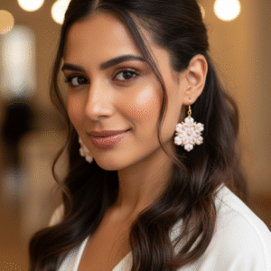 PENDIENTES COPO DE NIEVE BLANCO Y DORADO