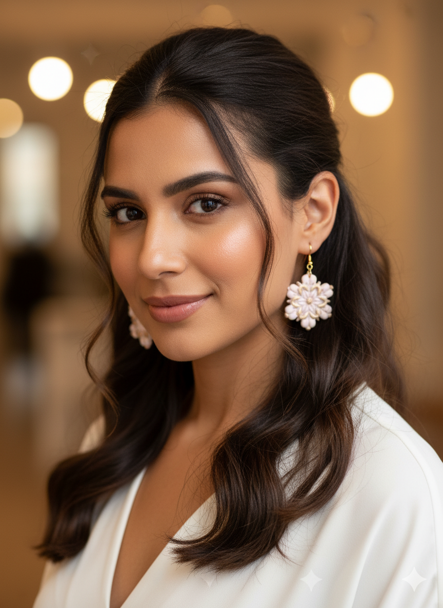 PENDIENTES COPO DE NIEVE BLANCO Y DORADO