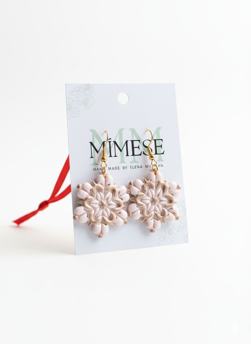 PENDIENTES COPO DE NIEVE BLANCO Y DORADO - Imagen 2