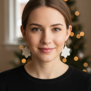 PENDIENTES COPO DE NIEVE BLANCO