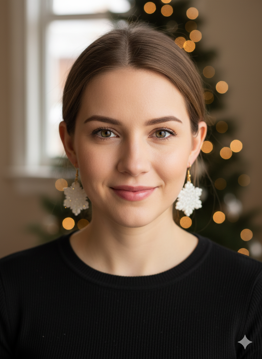 PENDIENTES COPO DE NIEVE BLANCO