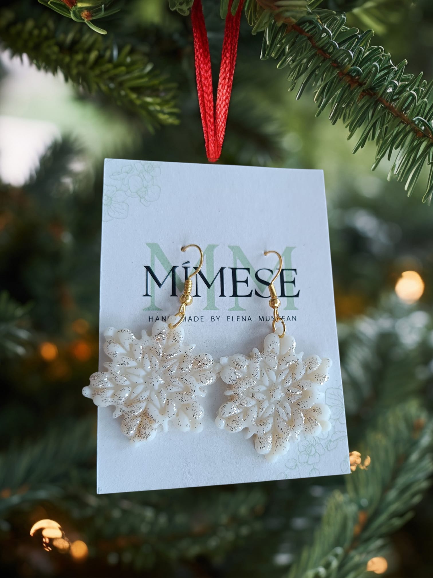 PENDIENTES COPO DE NIEVE BLANCO - Imagen 2