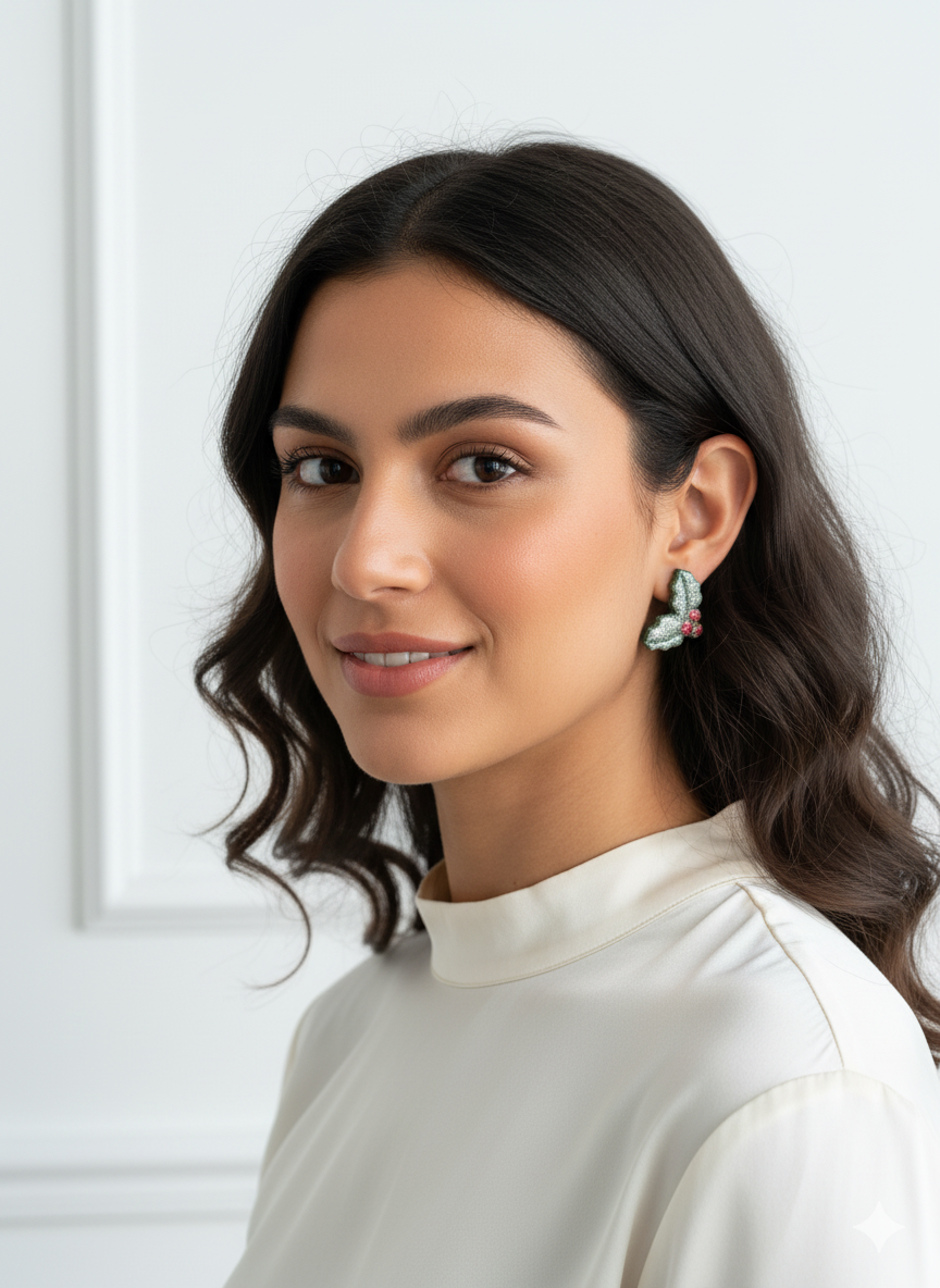 PENDIENTES MUERDAGO DORADO