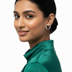 PENDIENTES BOTON ROSA Y NEGRO