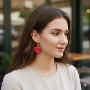 PENDIENTES CORAZON Y ROSAS