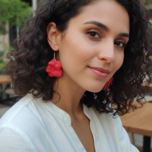PENDIENTES GERANIUM ROSA,ROJO